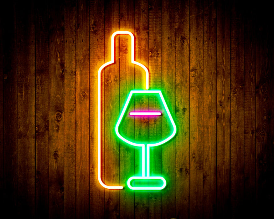 Wine Bottle and Glass Flex Silicone LED Neon Sign - Way Up Gifts