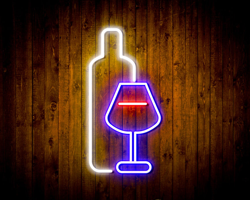 Wine Bottle and Glass Flex Silicone LED Neon Sign - Way Up Gifts