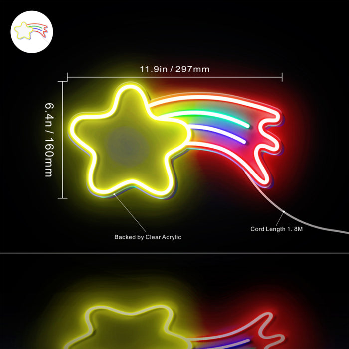 Shooting Star Flex Silicone LED Neon Sign - Way Up Gifts