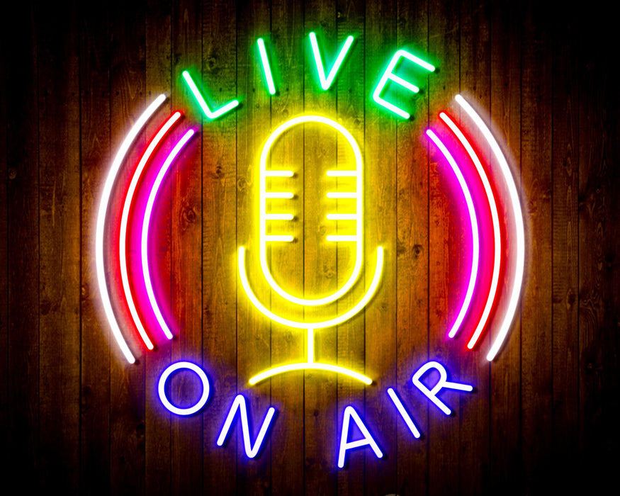 HEQUSIGNS Live On Air Neon Signs, Live On Air LED Light Neon Sign