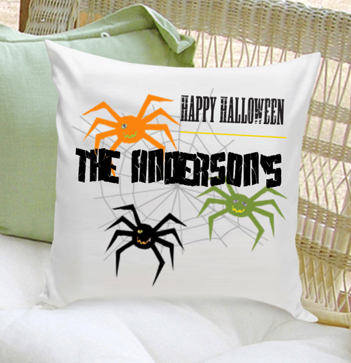 Personalized Spiders Happy Halloween Throw Pillow - Way Up Gifts
