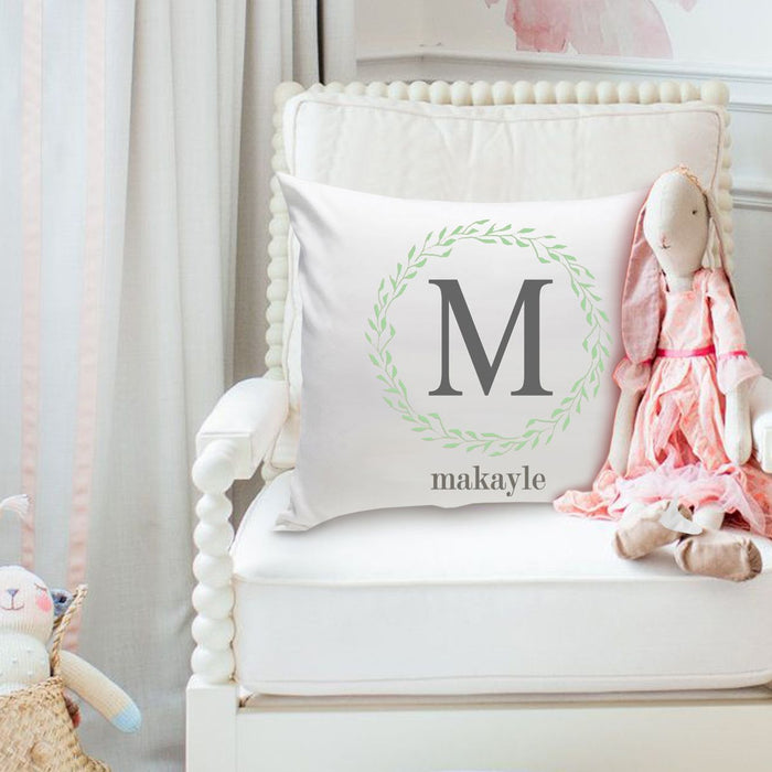Personalized Girls Name Throw Pillow - Wreath - Way Up Gifts