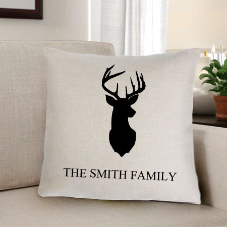 Personalized Deer Silhouette Throw Pillow - Way Up Gifts