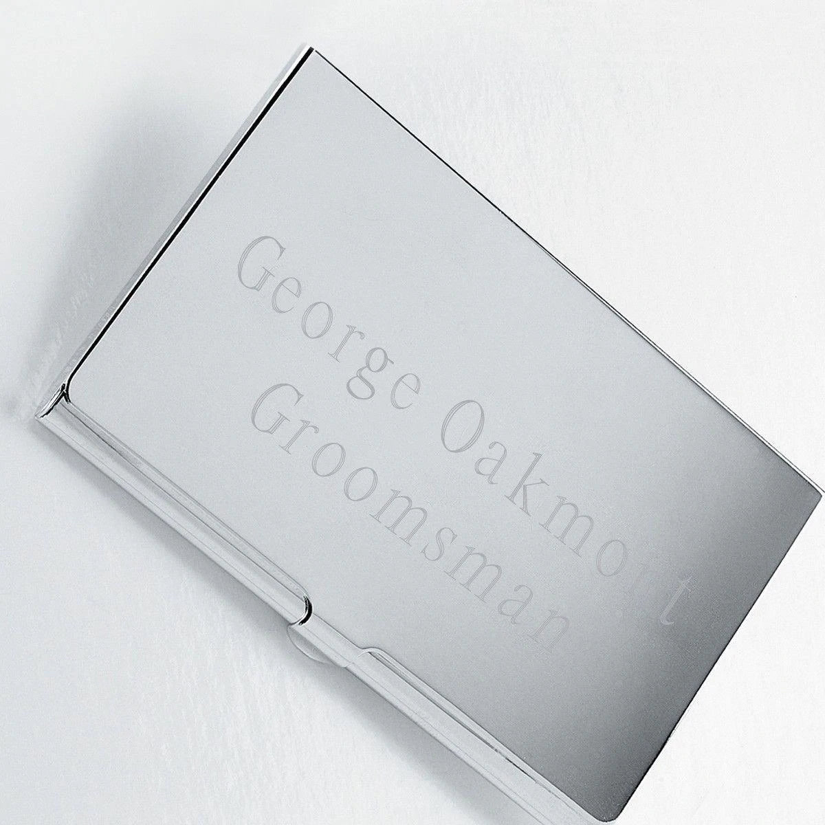 Engraved Silver Plated Business Card Holder - Way Up Gifts