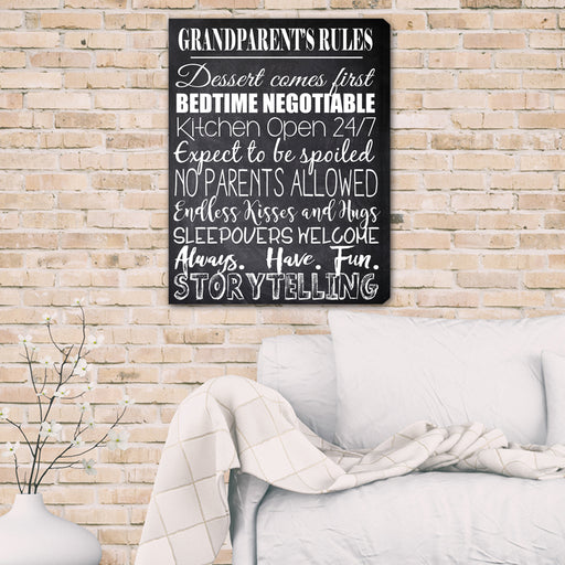 Personalized Grandparent's Rules Canvas Print - Way Up Gifts