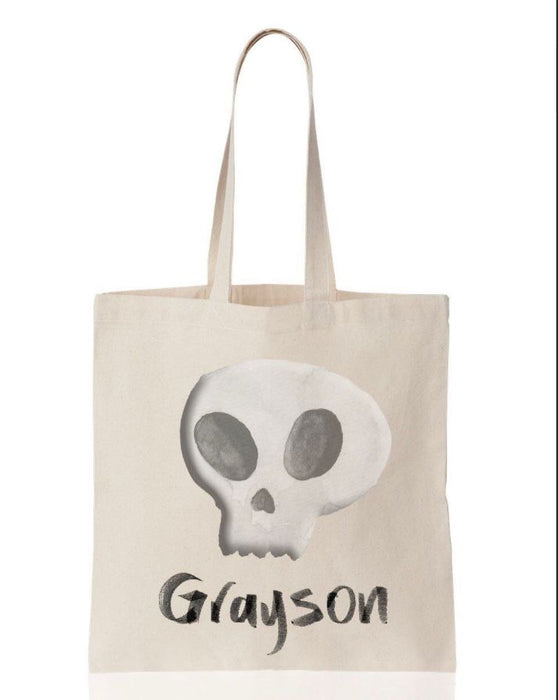 Personalized Skull Trick or Treat Halloween Canvas Tote - Way Up Gifts