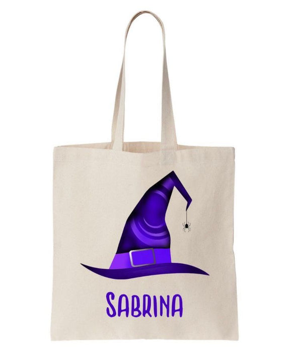 Personalized Witch Trick or Treat Halloween Canvas Tote - Way Up Gifts