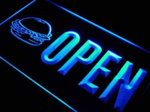 Hamburgers Burgers Restaurant Open LED Neon Light Sign - Way Up Gifts