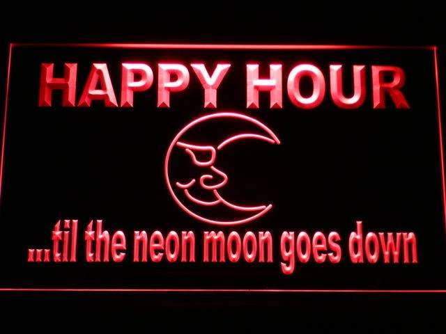 Happy Hour Blue Moon LED Neon Light Sign - Way Up Gifts