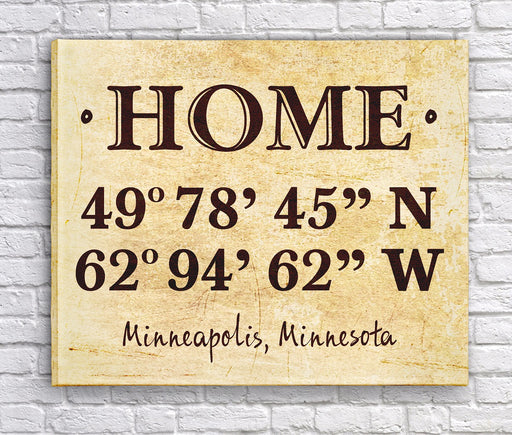 Personalized Home Coordinates Canvas Print - Way Up Gifts