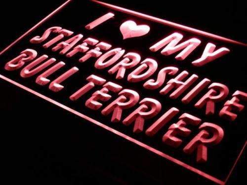 I Love My Staffordshire Bull Terrier LED Neon Light Sign - Way Up Gifts