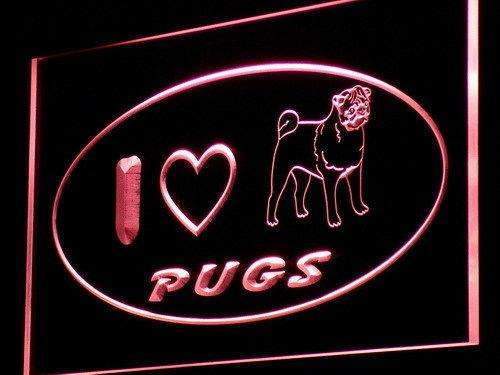 I Love Pugs LED Neon Light Sign - Way Up Gifts