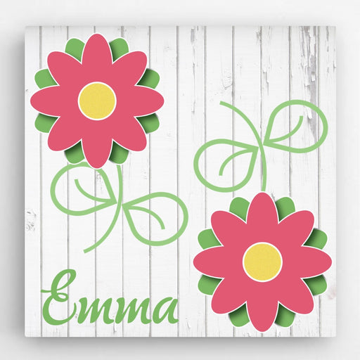 Personalized Flowers Kids Canvas Sign - Way Up Gifts