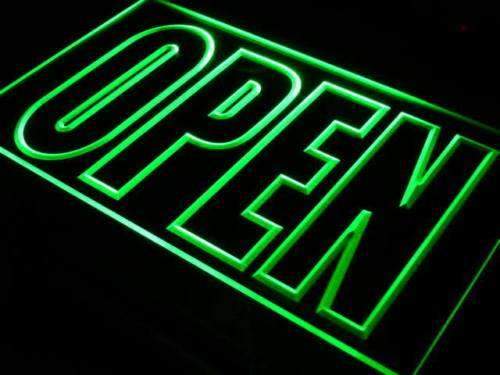 Green LED Neon Open Sign for Business Store 20inx6in Modern 