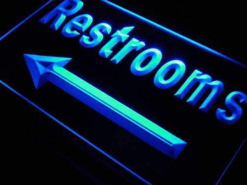 Left Arrow Restrooms LED Neon Light Sign - Way Up Gifts