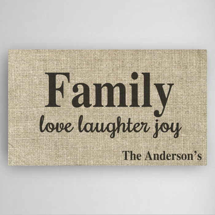 Personalized Love, Laughter & Joy Family Canvas Sign - Way Up Gifts