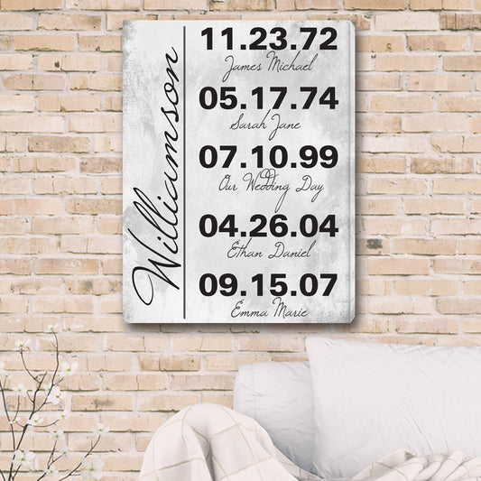 Personalized Memorable Dates in Life Canvas Print - Way Up Gifts
