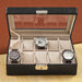 Personalized Men's Black Leather Watch Box with Glass Lid - Way Up Gifts