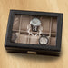 Personalized Men's Black Leather Watch Box with Glass Lid - Way Up Gifts