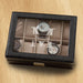 Personalized Men's Black Leather Watch Box with Glass Lid - Way Up Gifts
