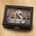 Personalized Men's Black Leather Watch Box with Glass Lid - Way Up Gifts