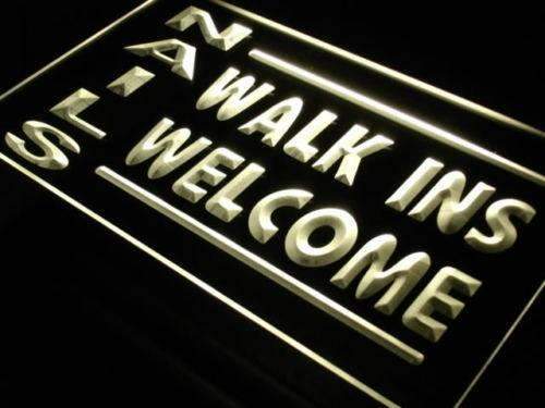 Nail Salon Walk Ins Welcome LED Neon Light Sign - Way Up Gifts