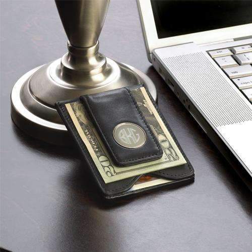 Personalized Luxury Black Leather Money Clip Wallet - Way Up Gifts