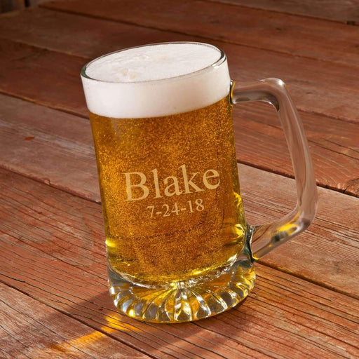 Engraved Big 25 oz Glass Beer Mug - Way Up Gifts