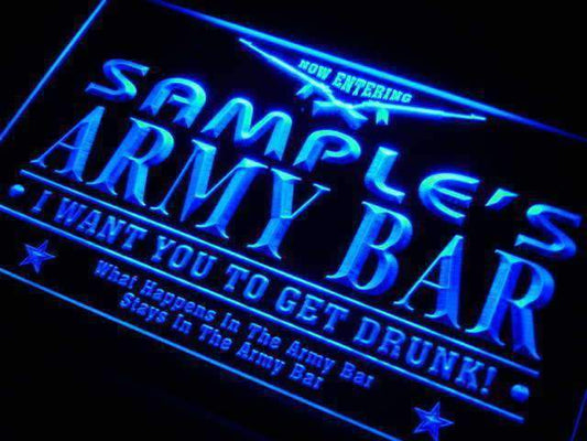 Personalized Army Bar LED Neon Light Sign - Way Up Gifts