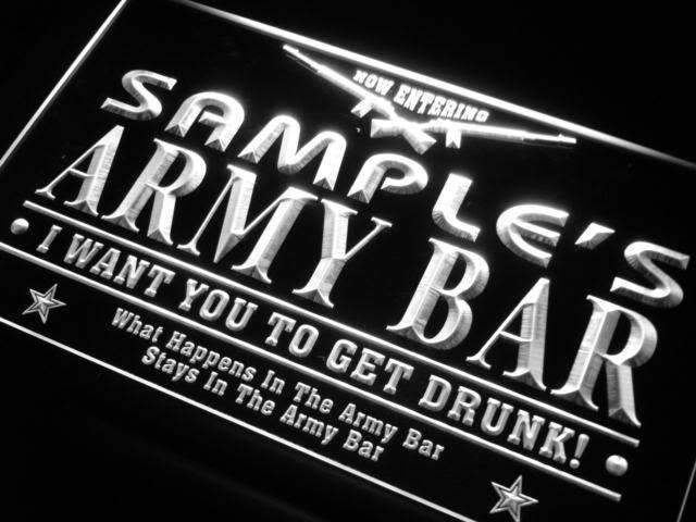 Personalized Army Bar LED Neon Light Sign - Way Up Gifts