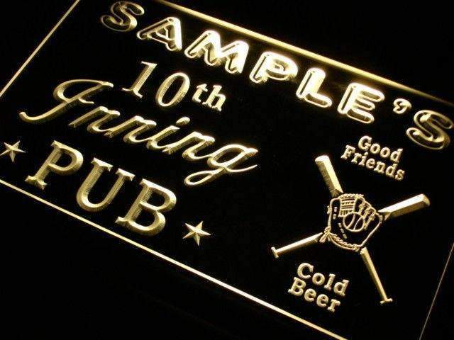Personalized Baseball 10th Inning Pub LED Neon Light Sign - Way Up Gifts