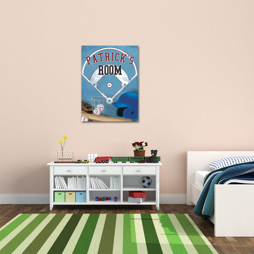 Personalized Kids Baseball Canvas Print Bedroom Sign - Way Up Gifts