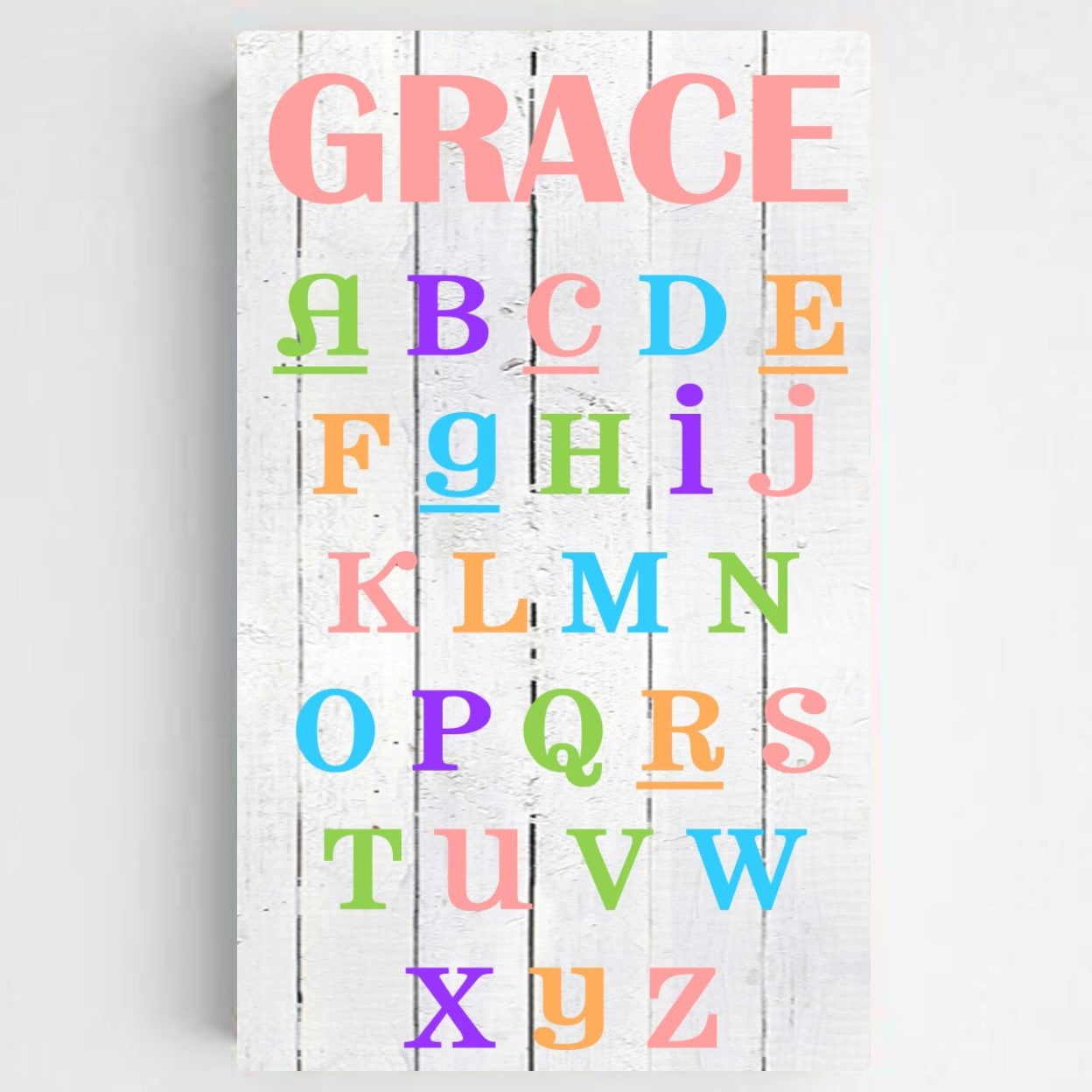 Personalized Colorful Kids Canvas Sign-ABC's - Way Up Gifts