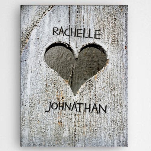 Personalized Hand Carved Heart Canvas - Way Up Gifts