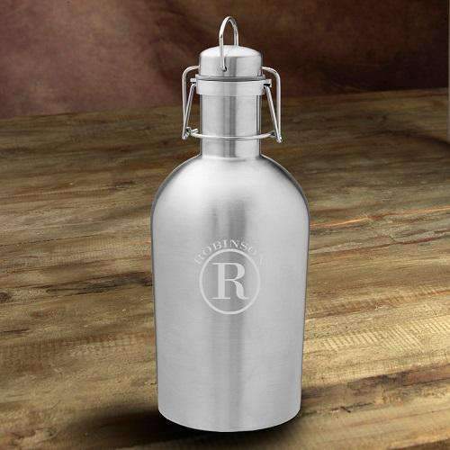 Personalized Stainless Steel Silver Insulated Beer Growler - Way Up Gifts