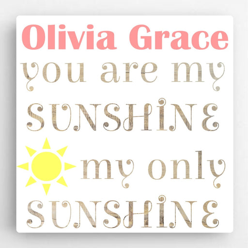 Personalized Kids Canvas Sign-Sunshine Pink - Way Up Gifts