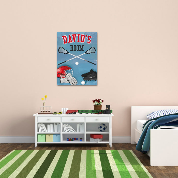 Personalized Kids Lacrosse Canvas Print Bedroom Sign - Way Up Gifts