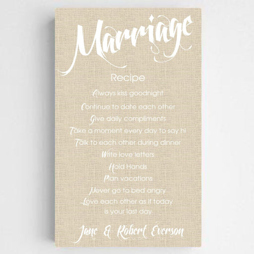 Personalized Marriage Recipe Canvas Sign-Chic Linen Finish - Way Up Gifts