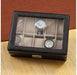 Personalized Men's Black Leather Watch Box with Glass Lid - Way Up Gifts