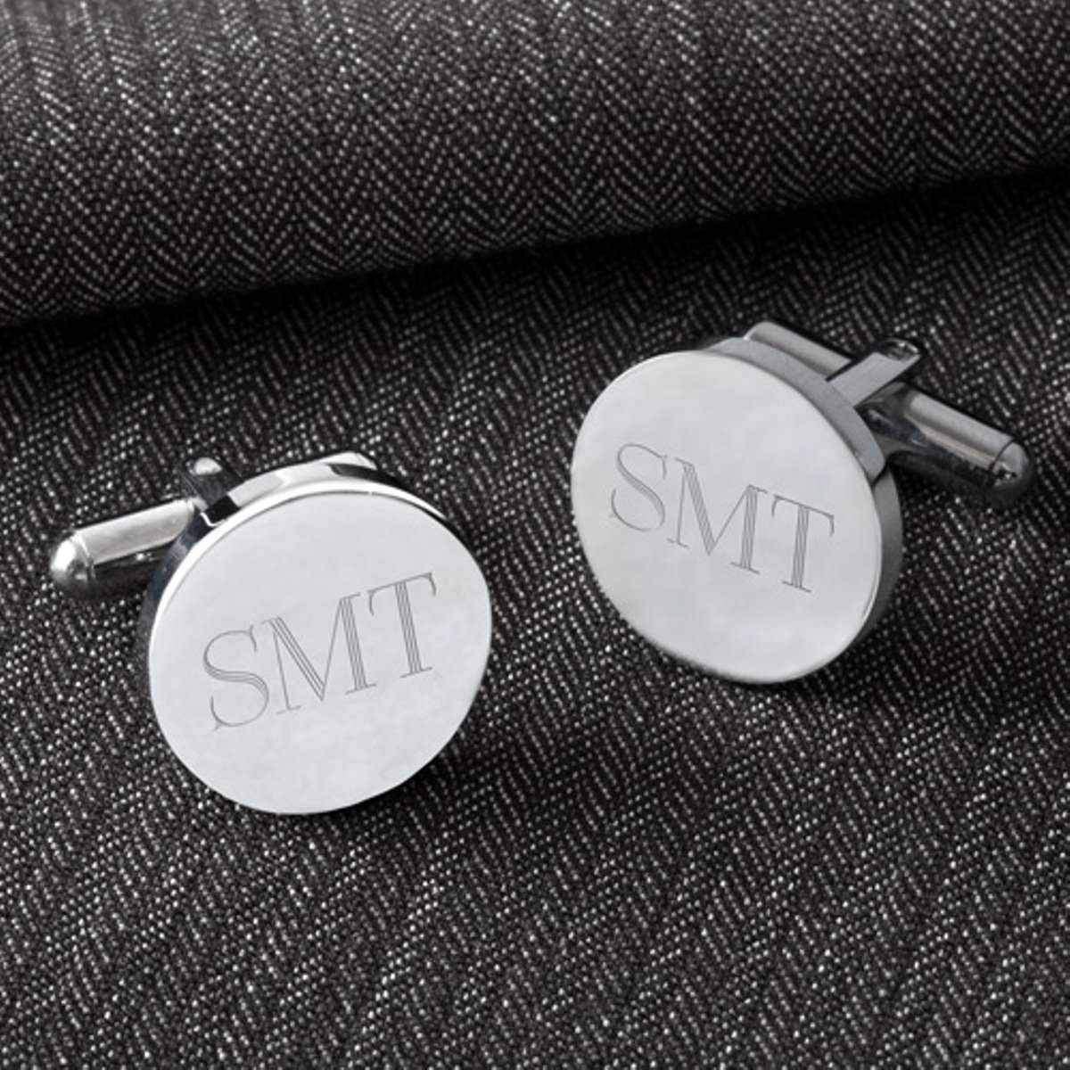 Engraved Polished Silver Men's Cufflinks - Way Up Gifts