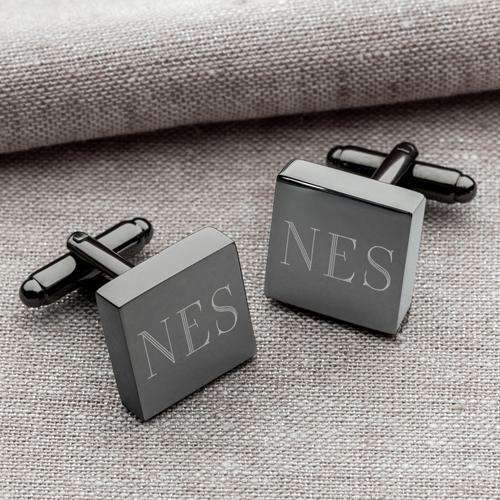 Personalized Men's Gunmetal Square Cufflinks - Way Up Gifts