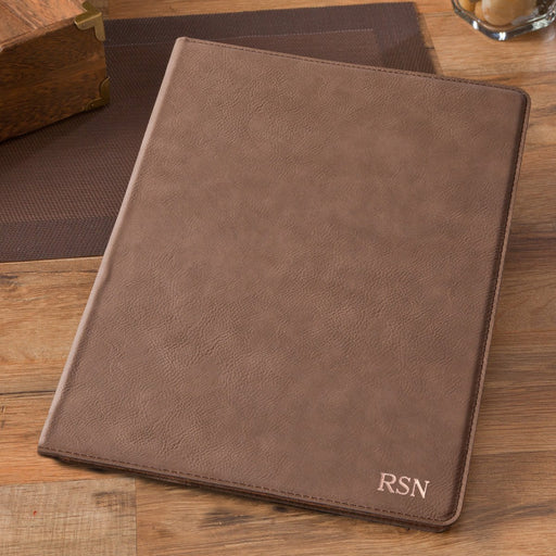 Personalized Mocha Brown Business Portfolio with Notepad - Way Up Gifts