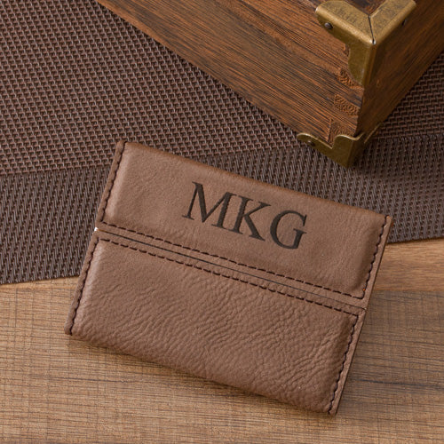 Personalized Mocha Business Card Organizer Case - Way Up Gifts