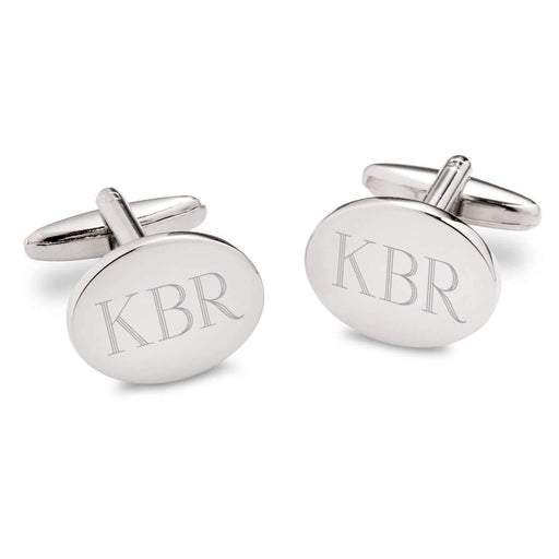 Engraved Modern Oval Silver Cufflinks - Way Up Gifts