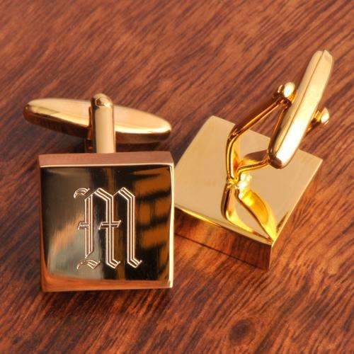 Engraved Polished Brass Square Cufflinks - Way Up Gifts