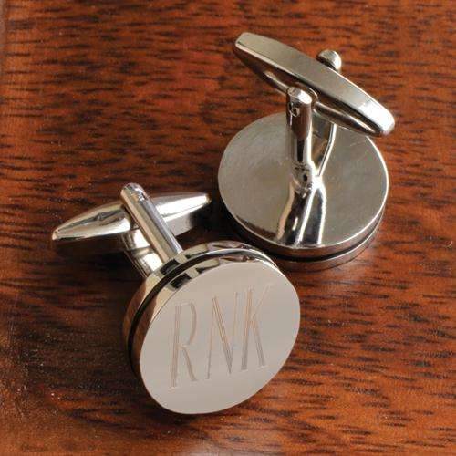 Engraved Round Pin Stripe Cufflinks - Way Up Gifts