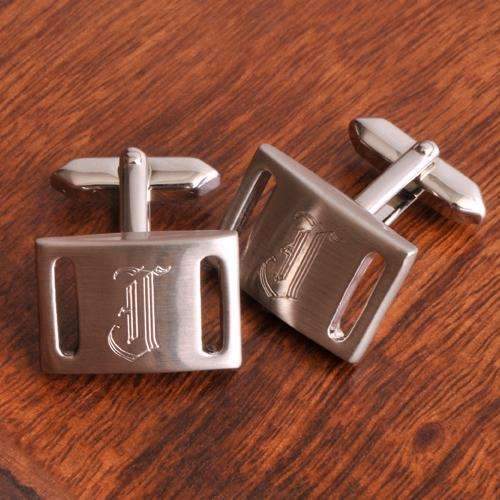 Engraved Silver Brushed Belt Buckle Cufflinks - Way Up Gifts