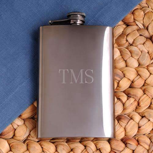 Engraved Stainless Steel Gunmetal Flask - Way Up Gifts