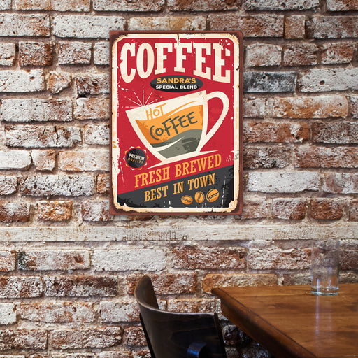 Personalized Vintage Coffee Sign Canvas - Way Up Gifts