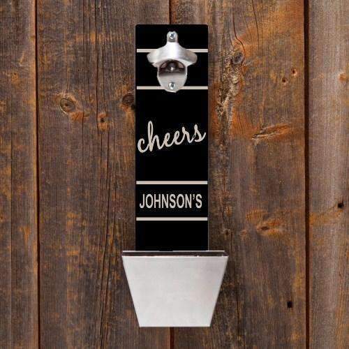 Personalized Wall Mounted Bottle Opener and Cap Catcher (12 Designs) - Way Up Gifts